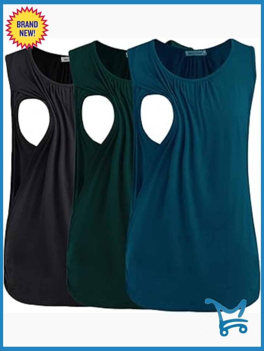 Maternity Nursing Tank Tops 3-Pack Breastfeeding Clothes Sleeveless